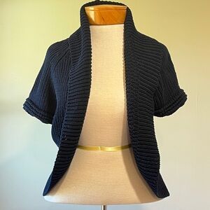 Chaus Dark Blue Ribbed Open-Front Shrug